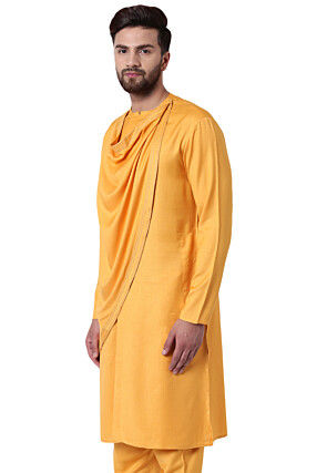Solid Color Viscose Rayon Cowl Style Kurta in Light Orange