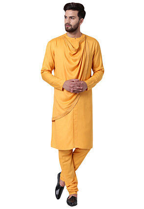 Solid Color Viscose Rayon Cowl Style Kurta in Light Orange