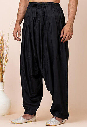 Solid Color Viscose Rayon Salwar in Black