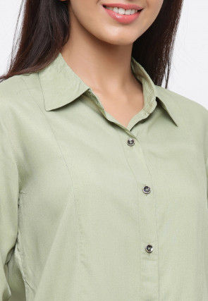 Solid Color Viscose Rayon Top in Pastel Green