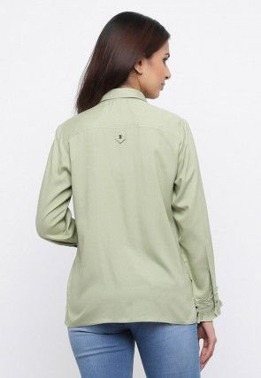 Solid Color Viscose Rayon Top in Pastel Green