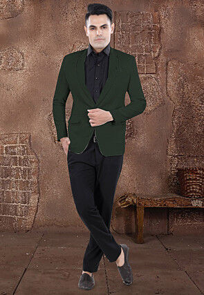slim fit dress slacks Glimmering Emerald Blazer Dress