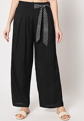 Palazzo trousers with waist pleats :: LICHI - Online fashion store