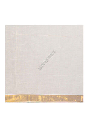 Woven Cotton Kerala Kasavu Saree in Off White
