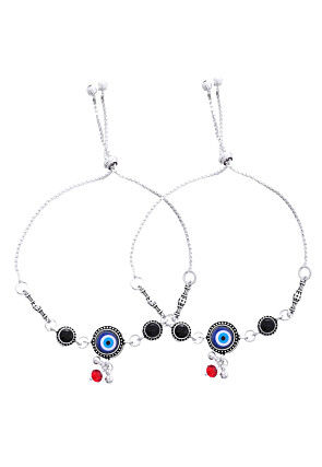 Stone Studded Adjustable Anklet Pair