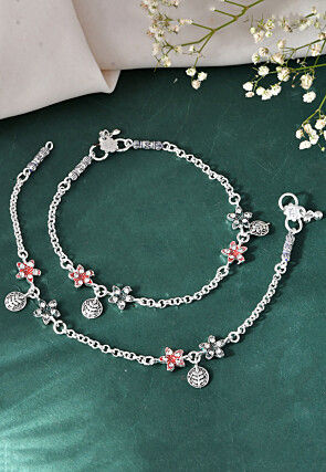 Stone Studded Anklet Pair