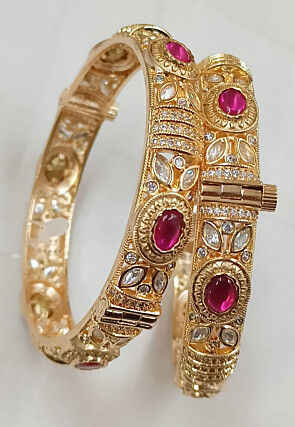 Stone Studded Openable Bangle Pair