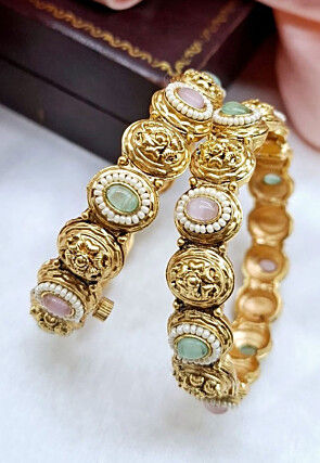 Stone Studded Openable Bangle Pair