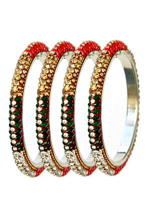 Stone Studded Bangle Set