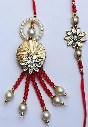 Stone Studded Bhaiya and Bhabhi Rakhi Pair