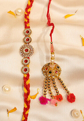 Stone Studded Bhaiya Bhabhi Rakhi Pair