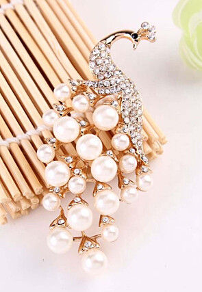 Stone Studded Peacock Style Brooch