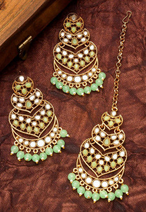 Stone Studded Chandbali Earrings Set