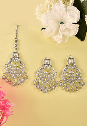 Stone Studded Chandbali Earrings Set