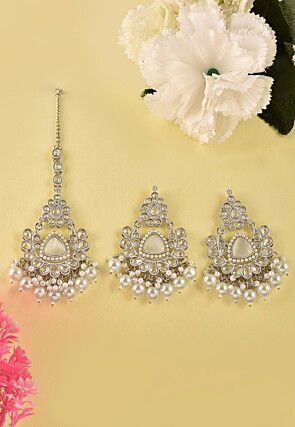Stone Studded Chandbali Earrings Set