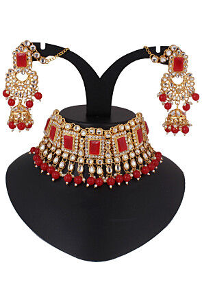 Buy Gold Look Bridal Wear Gold Plated Choker Necklace Online