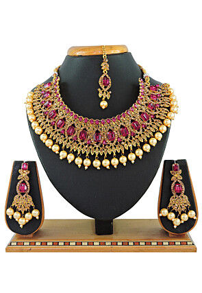 Pink Jewelery Set Buy Dark Pink Jewelery Set For Women Online