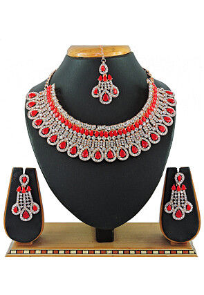 Red necklace set online hot sale