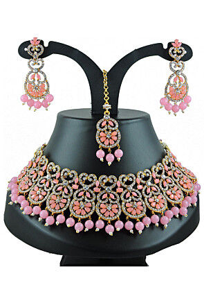 Pink jewellery set online store