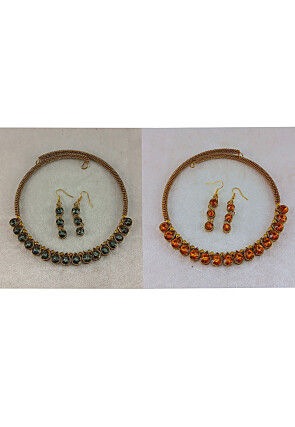 Stone Studded Combo Choker Necklace Set