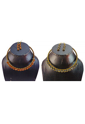 Stone Studded Combo Choker Necklace Set