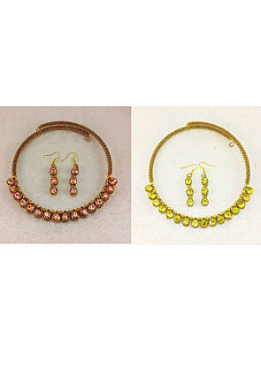 Stone Studded Combo Choker Necklace Set