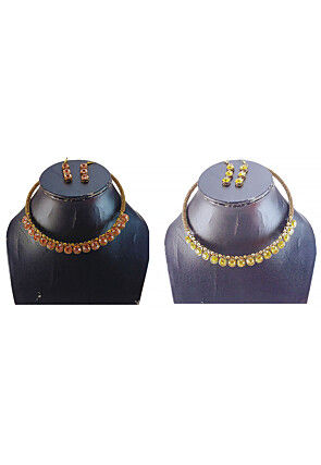 Stone Studded Combo Choker Necklace Set