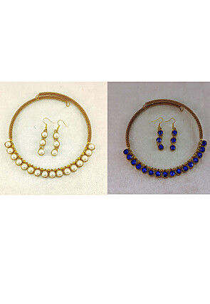 Stone Studded Combo Choker Necklace Set