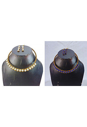 Stone Studded Combo Choker Necklace Set