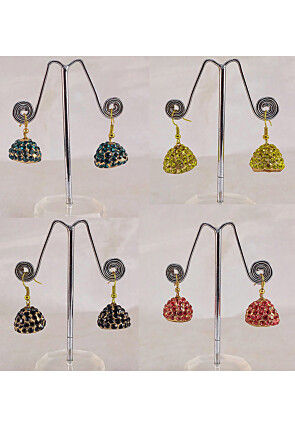 Stone Studded Combo Jhumka Style Earrings