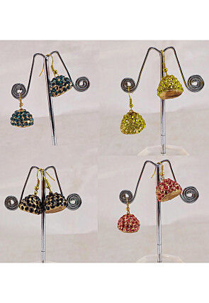 Stone Studded Combo Jhumka Style Earrings