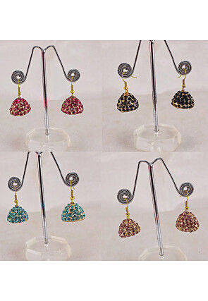 Stone Studded Combo Jhumka Style Earrings