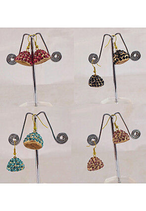 Stone Studded Combo Jhumka Style Earrings