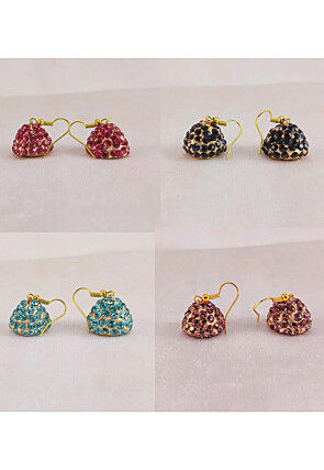 Stone Studded Combo Jhumka Style Earrings