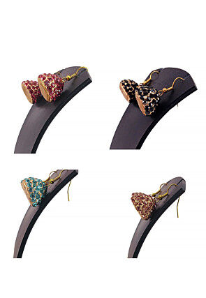 Stone Studded Combo Jhumka Style Earrings