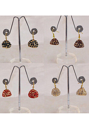Stone Studded Combo Jhumka Style Earrings