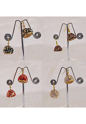 Stone Studded Combo Jhumka Style Earrings