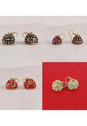Stone Studded Combo Jhumka Style Earrings