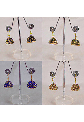 Stone Studded Combo Jhumka Style Earrings