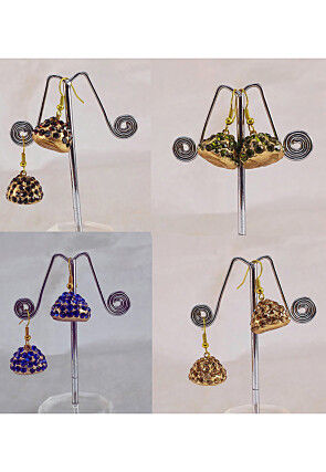 Stone Studded Combo Jhumka Style Earrings