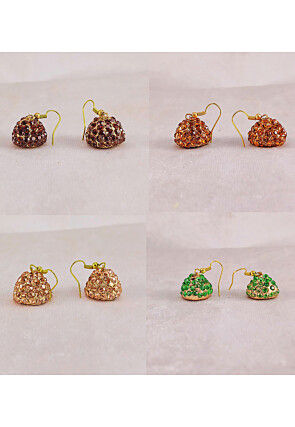 Stone Studded Combo Jhumka Style Earrings