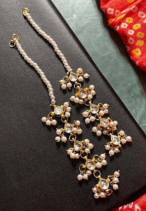 Stone Studded Earrings with Ear Chain