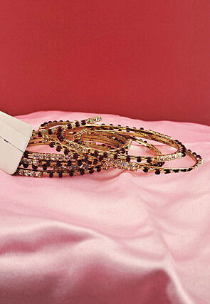 Stone Studded Golden Plated Bangle Set