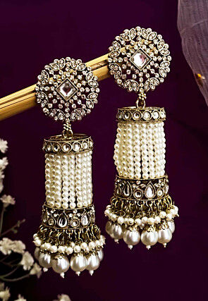 Stone Studded Jhumka Style Earrings
