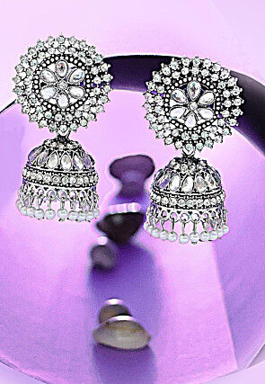 Stone Studded Jhumka Style Earrings