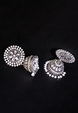 Stone Studded Jhumka Style Earrings