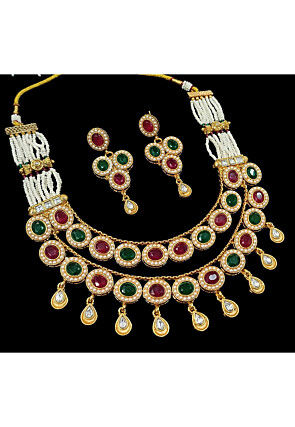 Stone Studded Layered Necklace Set