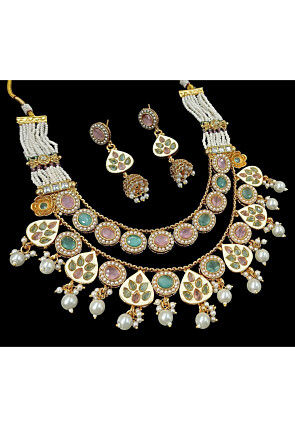 Stone Studded Layered Necklace Set