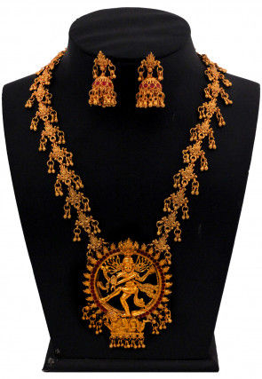 Stone Studded Natraj Temple Necklace Set