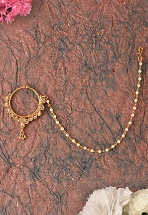 Stone Studded Nose Ring with Chain